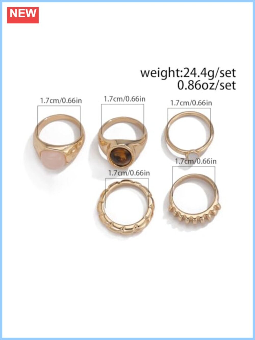 Chunky Adjustable Stackable Rings Set Statement Thick Ring - Picture 5 of 6